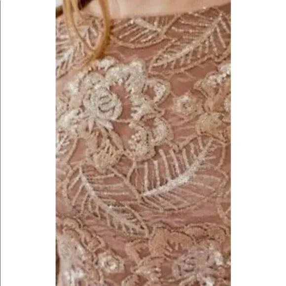 New BHLDN Mackenzie Embroidered Metallic Rose Gold Size 8 - Picture 3 of 15